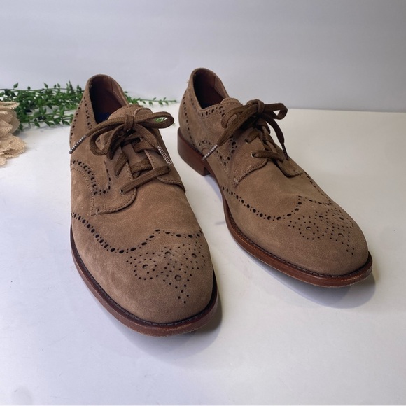 Cole Haan Grand 360 OS Wingtip Brogue Dress Shoes Tan Suede Size 10 - Picture 1 of 14